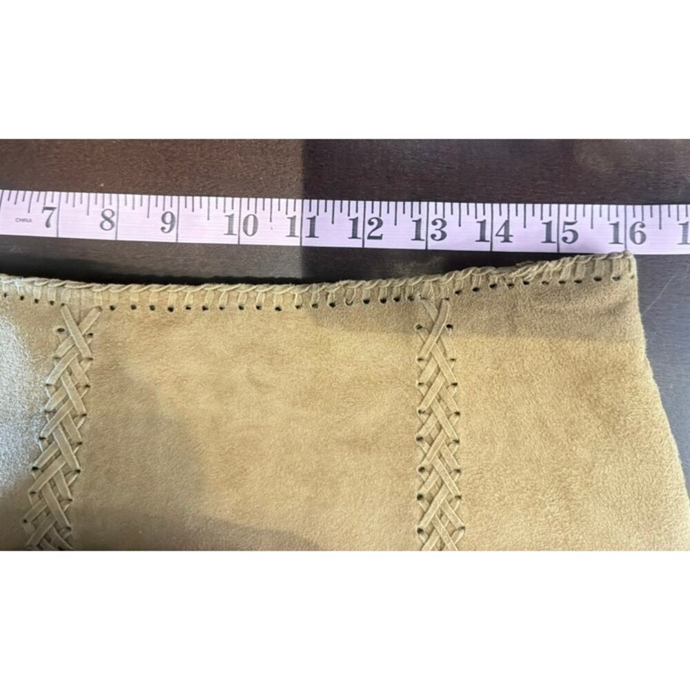 Vintage 90s Doncaster Suede Leather Straight Skirt Sz 8 Warm Tan Boho Western - Picture 5 of 8